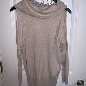 Tan open shoulder sweater